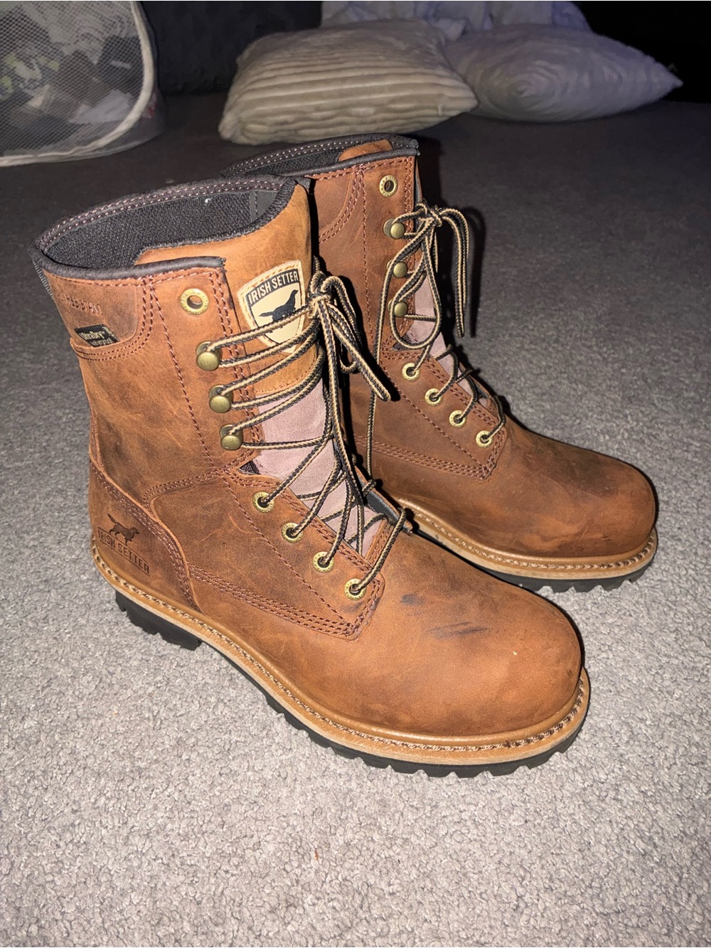 Irish Setter Tan/Brown Lace-Up Leather Work Boots